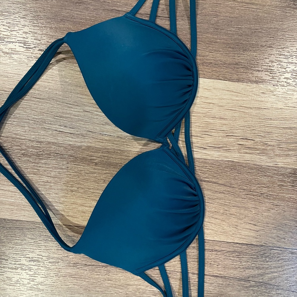 Shade & Shore Teal Strappy Push-Up Bikini Top